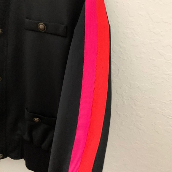 PAM & GELA Aviator Track Colorblock Striped Sleeve Bomber Jacket - Picture 4 of 13